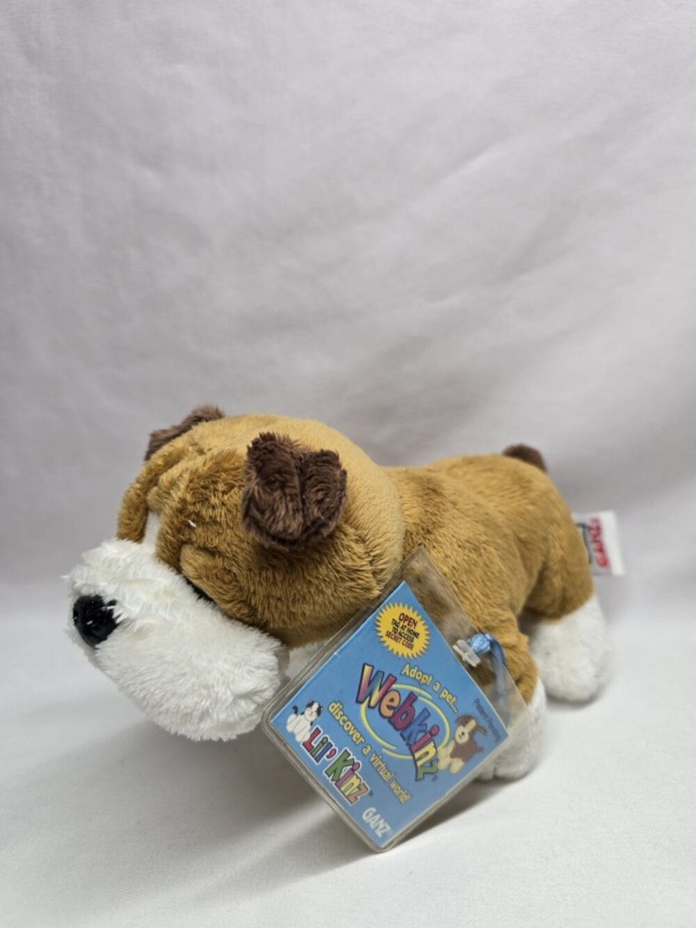 GANZ Webkinz Lil' Kinz Bulldog HS126 Brown Plush Stuffed Animal With Sealed Code